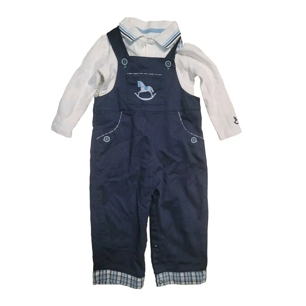 Kitestrings Baby Boys Overalls 2 Pieces Set 18 Months Blue White